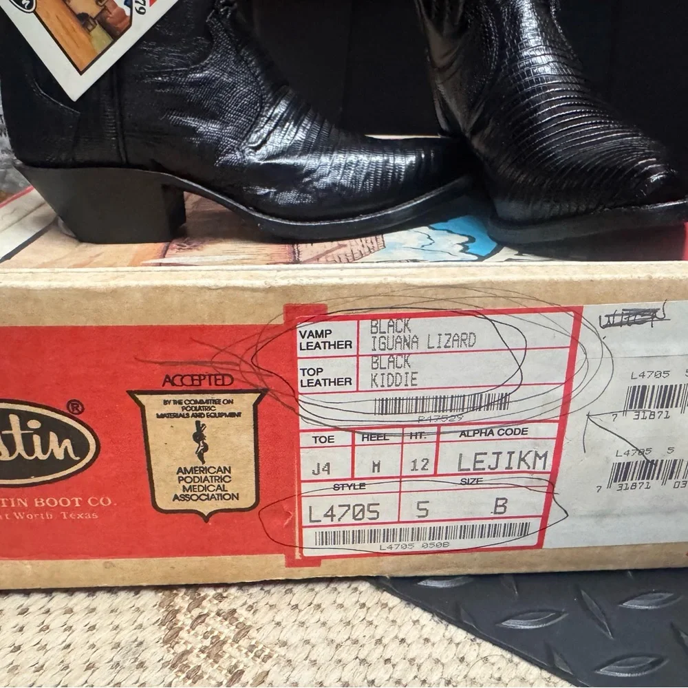 Justin’s boots black iguana lizard style #L4705 size 5B - Picture 3 of 9